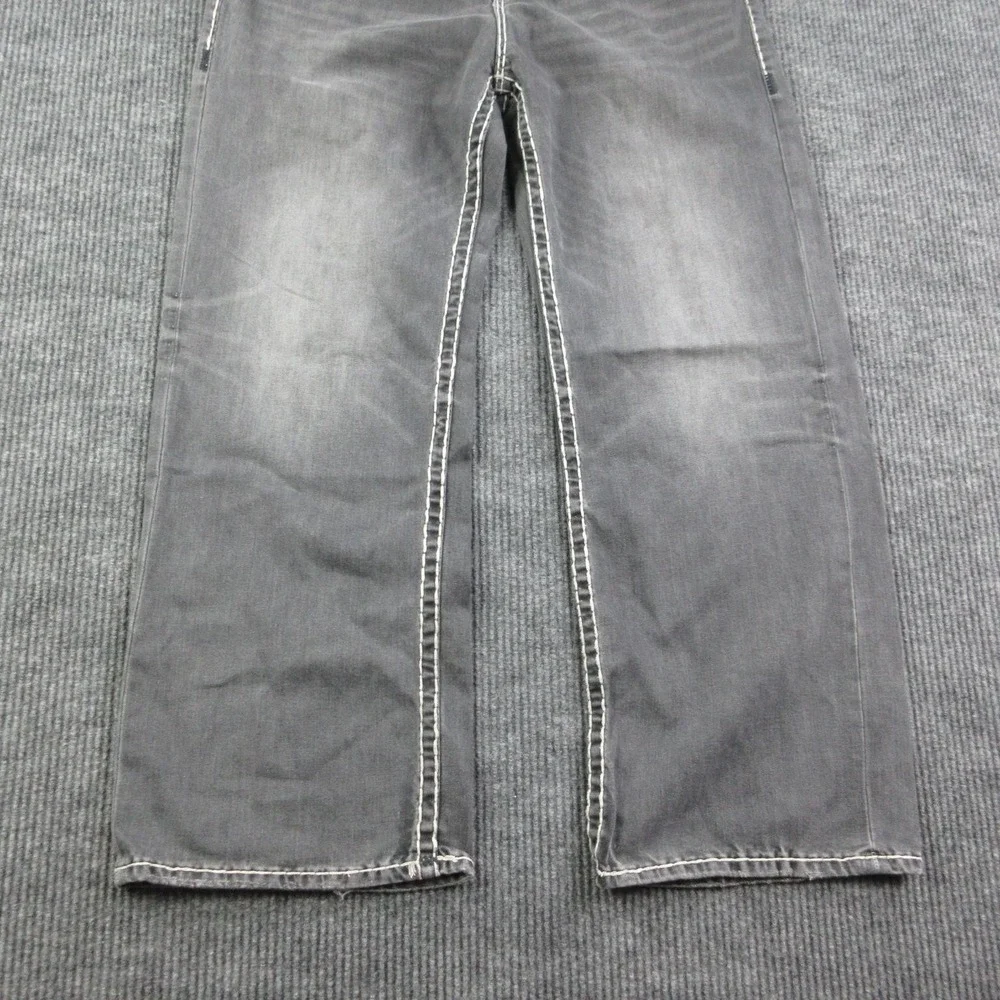 True Religion Jeans Mens 36 Black Vinny Super T Flap Wide-Leg Relaxed 37x31*